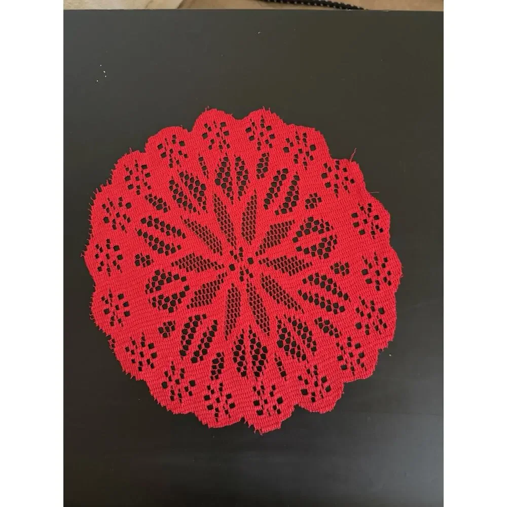 Vintage Red Lace Doily Bundle Set of 3 Holiday Christmas Valentine Table Decor